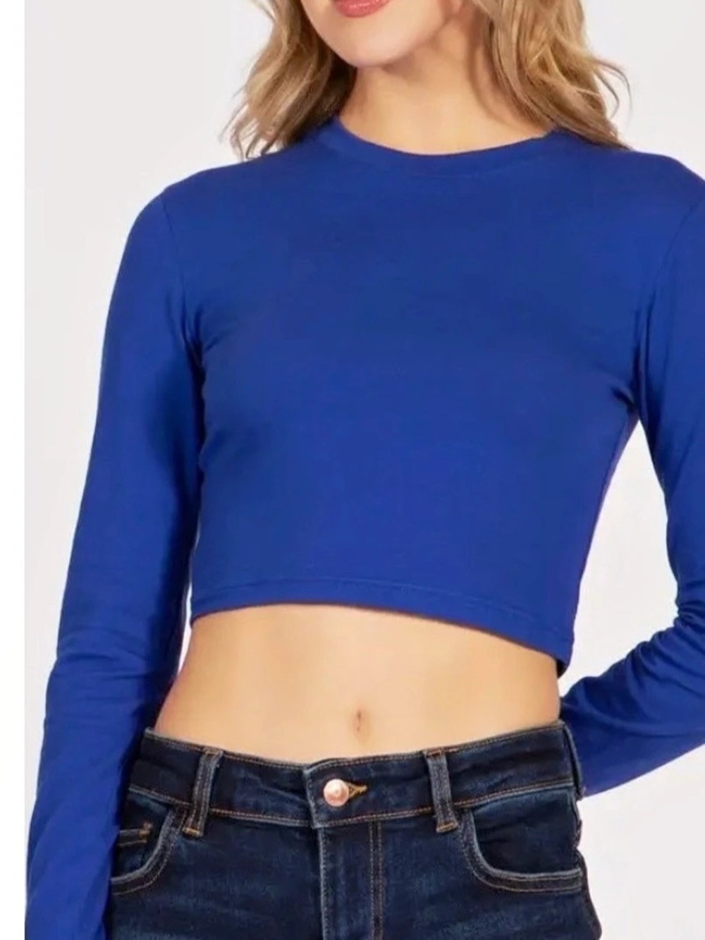 Blue Long Sleeve Crop Top NWT